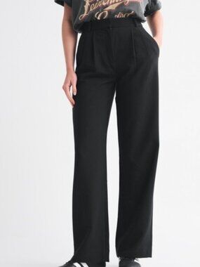 ABERCROMBIE & FITCH sloane tailored wide leg pants in black (6/28)